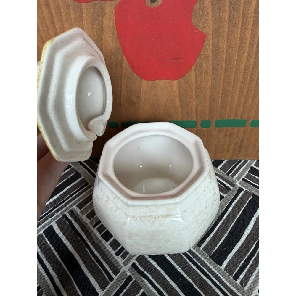 Mikasa Avante Ivory FE 900 Sugar Bowl with Lid Octagonal Stoneware Japan Vintage